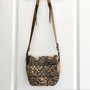 Free People Beaded Bag in Tan and Brown